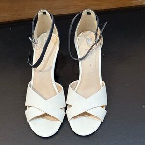 BC Footwear Black and White Strappy wedge heel